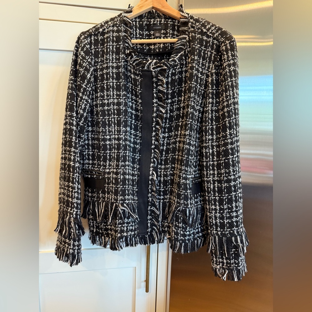 Halogen Black and White Tweed Textured Blazer Jacket Size 1X